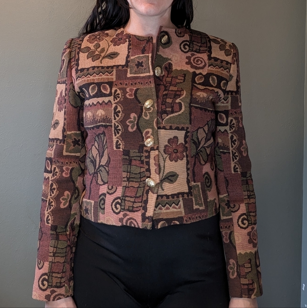Vintage Tapestry Carpet Matador Cropped Jacket Size 6